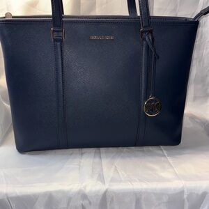 Michael Kors Dark Blue Tote with Gold Accents